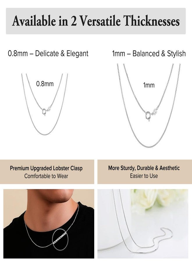 APOLEEA 925 Sterling Silver Italian Box Chain Necklace - Secure Spring Clasp, Perfect for Layering - Durable Necklace & Bracelet Chains for Everyday & Special Occasions - Image 4